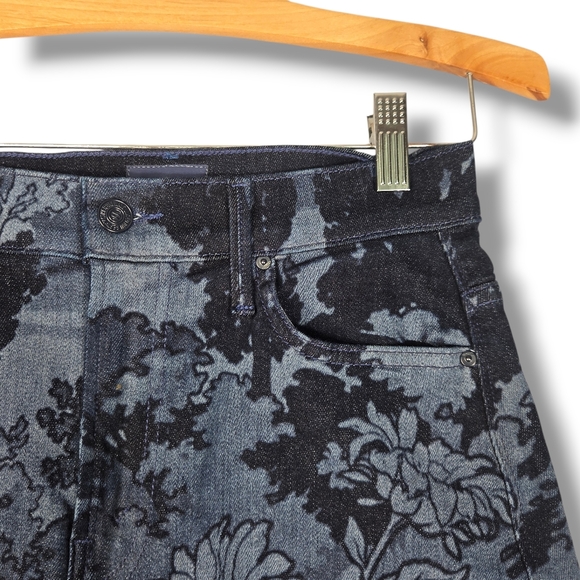 Mother The Swooner Straight A Midi Skirt Blue Denim Floral Sing Me To Sleep 25 - Picture 5 of 15